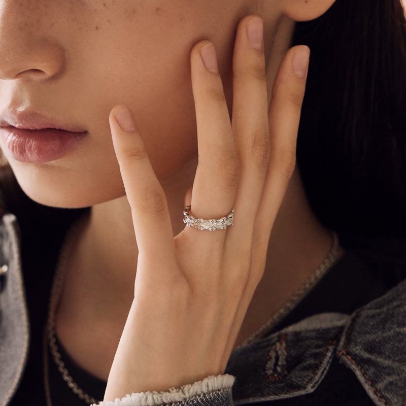 ROMANCE ハート ボーン スモール シルバー リング / ROMANCE HEART BONE SMALL SILVER RING