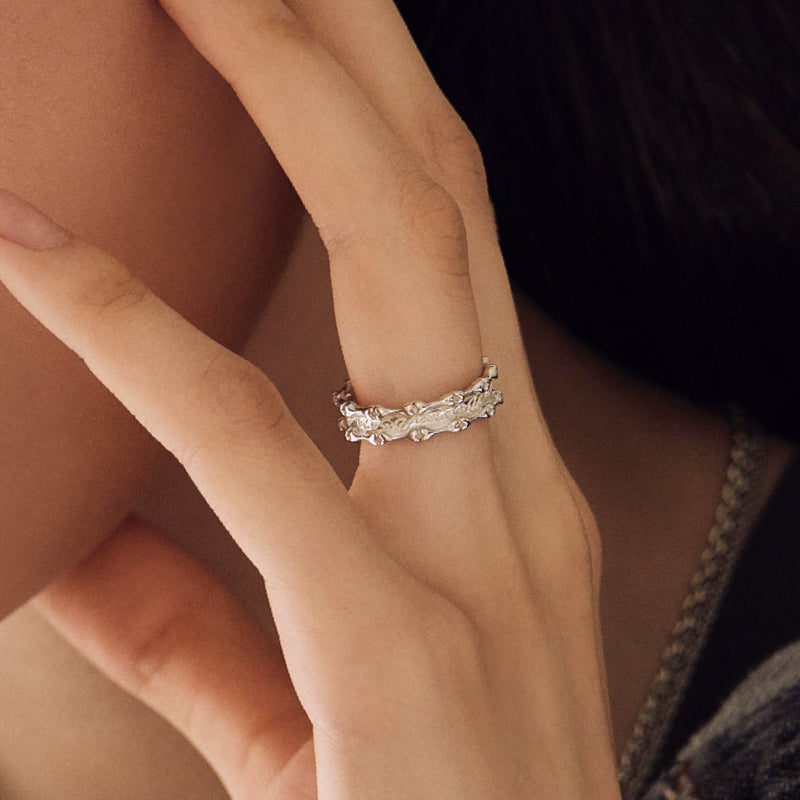 ROMANCE ハート ボーン スモール シルバー リング / ROMANCE HEART BONE SMALL SILVER RING