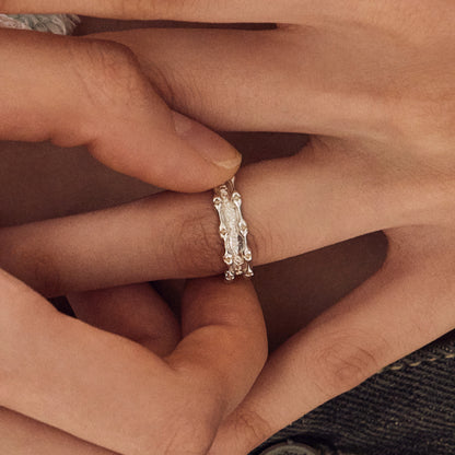 ROMANCE ハート ボーン スモール シルバー リング / ROMANCE HEART BONE SMALL SILVER RING