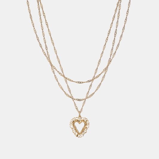 ROMANCE レース ハート トリプル ネックレス / ROMANCE LACE HEART TRIPLE NECKLACE