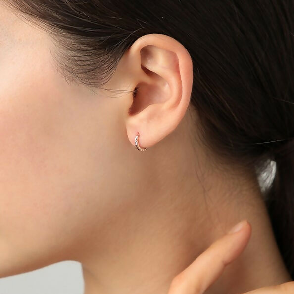 K18 ダイヤモンドカット フープピアス / 18K Diamond Cut Hoop Earrings