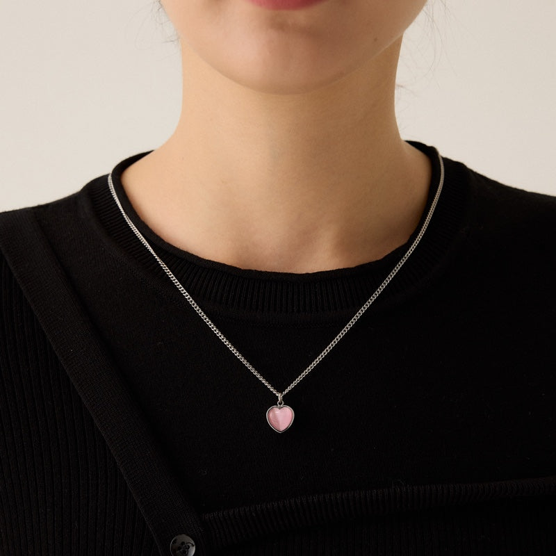 サージカル ジャムストーン ハート ペンダント ネックレス / SURGICAL GEMSTONE HEART PENDANT NECKLACE