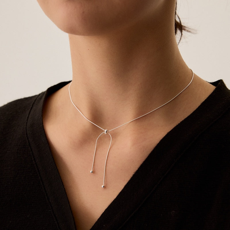 シルバー シンプル タイ ネックレス / SILVER SIMPLE TIE NECKLACE