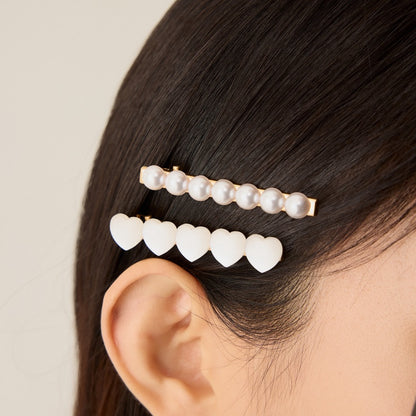 パール ハート バレッタ 2個 SET / PEARL HEART HAIR BARRETTE 2 PIECES SET