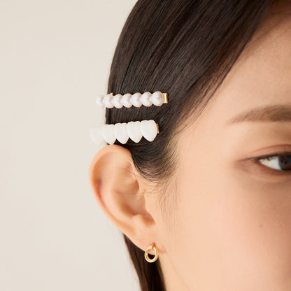 パール ハート バレッタ 2個 SET / PEARL HEART HAIR BARRETTE 2 PIECES SET