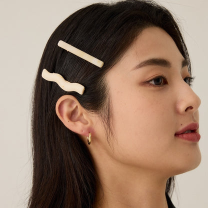 クリーム バレッタ 2個 SET / CREAM HAIR BARRETTE 2 PIECES SET