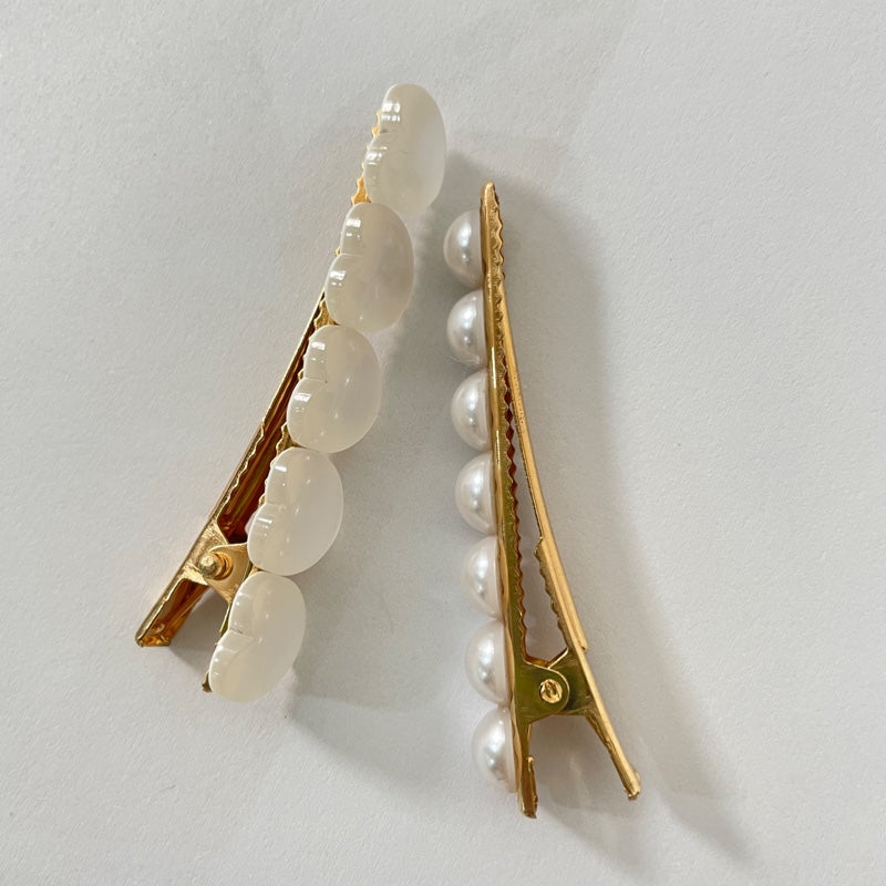 パール ハート バレッタ 2個 SET / PEARL HEART HAIR BARRETTE 2 PIECES SET