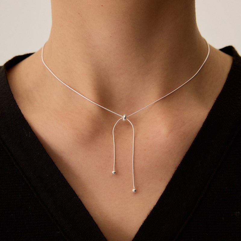 シルバー シンプル タイ ネックレス / SILVER SIMPLE TIE NECKLACE | アモンズ – amondz