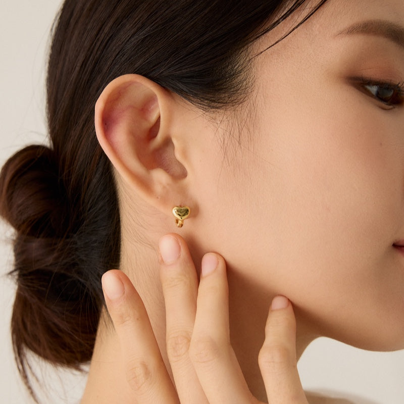 ボリューム ハート ワンタッチ ピアス / VOLUME HEART ONE TOUCH EARRINGS