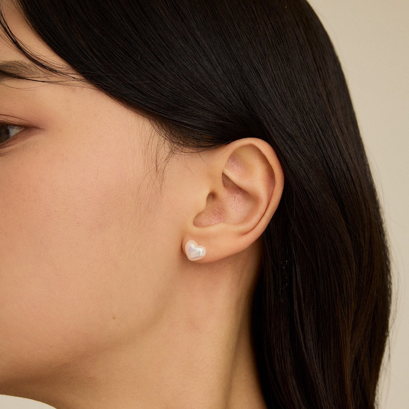 シルバー パール ハート ピアス / SILVER PEARL HEART EARRINGS