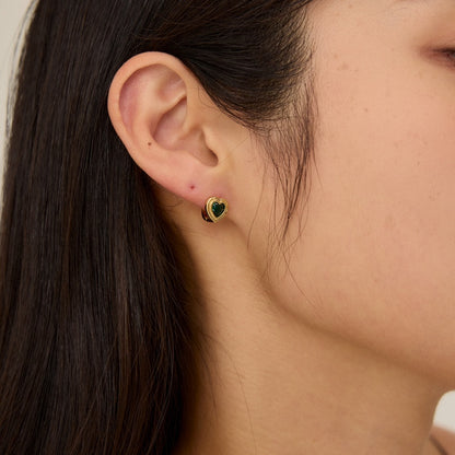 ハート カラー ストーン ワンタッチ ピアス / HEART COLOR STONE ONE TOUCH EARRINGS