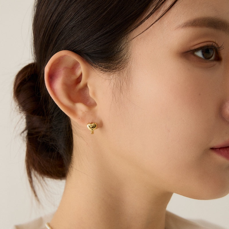 ボリューム ハート ワンタッチ ピアス / VOLUME HEART ONE TOUCH EARRINGS