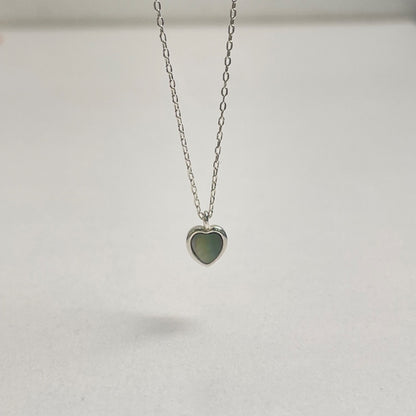 シルバー ブラック 螺鈿 ハート ネックレス / SILVER BLACK NACRE HEART NECKLACE