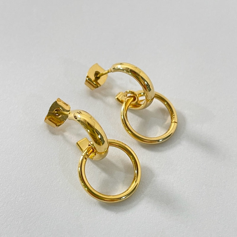 シンプル ドロップ リング ピアス / SIMPLE DROP RING EARRINGS