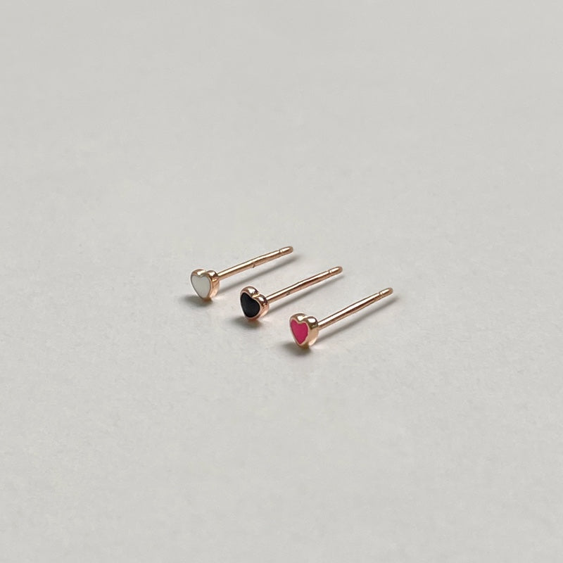 シルバー タイニー ピンク ハート ピアス / SILVER TINY PINK HEART EARRINGS