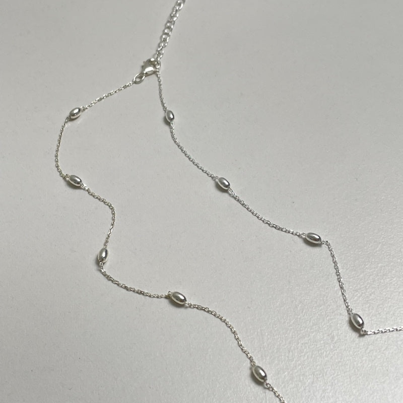 シルバー オーバル ボール チェーン ネックレス / SILVER OVAL BALL CHAIN NECKLACE