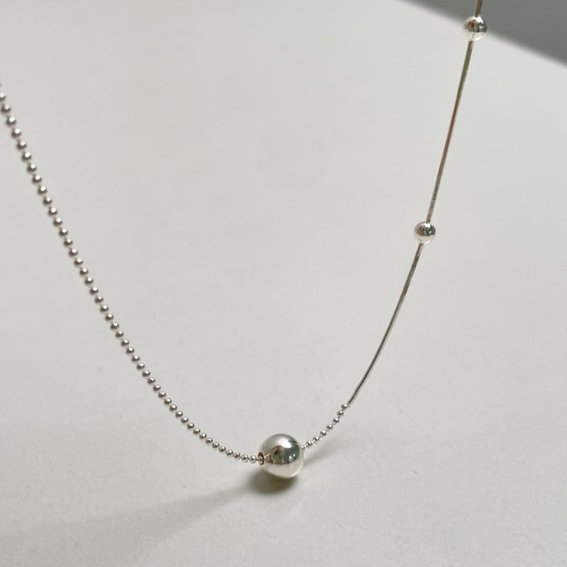 シルバー ミックス ボール ネックレス / SILVER MIX BALL NECKLACE