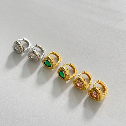 ハート カラー ストーン ワンタッチ ピアス / HEART COLOR STONE ONE TOUCH EARRINGS