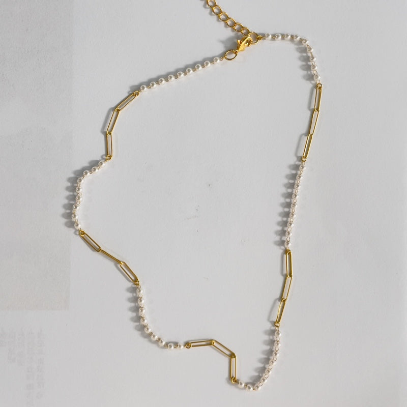 パール ビーズ チェーン ミックス ネックレス / PEARL BEAD CHAIN MIX NECKLACE