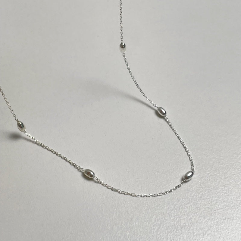 シルバー オーバル ボール チェーン ネックレス / SILVER OVAL BALL CHAIN NECKLACE