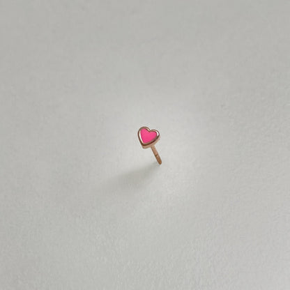 シルバー タイニー ピンク ハート ピアス / SILVER TINY PINK HEART EARRINGS