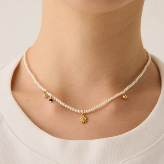 デイジー ペンダント パール ビーズ ネックレス / DAISY PENDANT PEARL BEAD NECKLACE