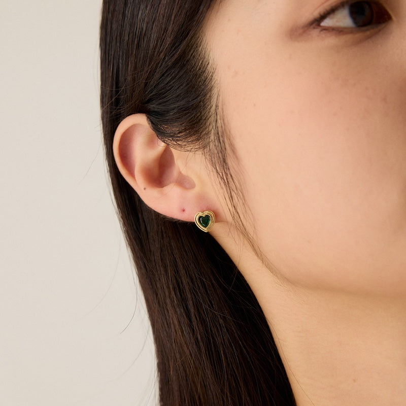 ハート カラー ストーン ワンタッチ ピアス / HEART COLOR STONE ONE TOUCH EARRINGS