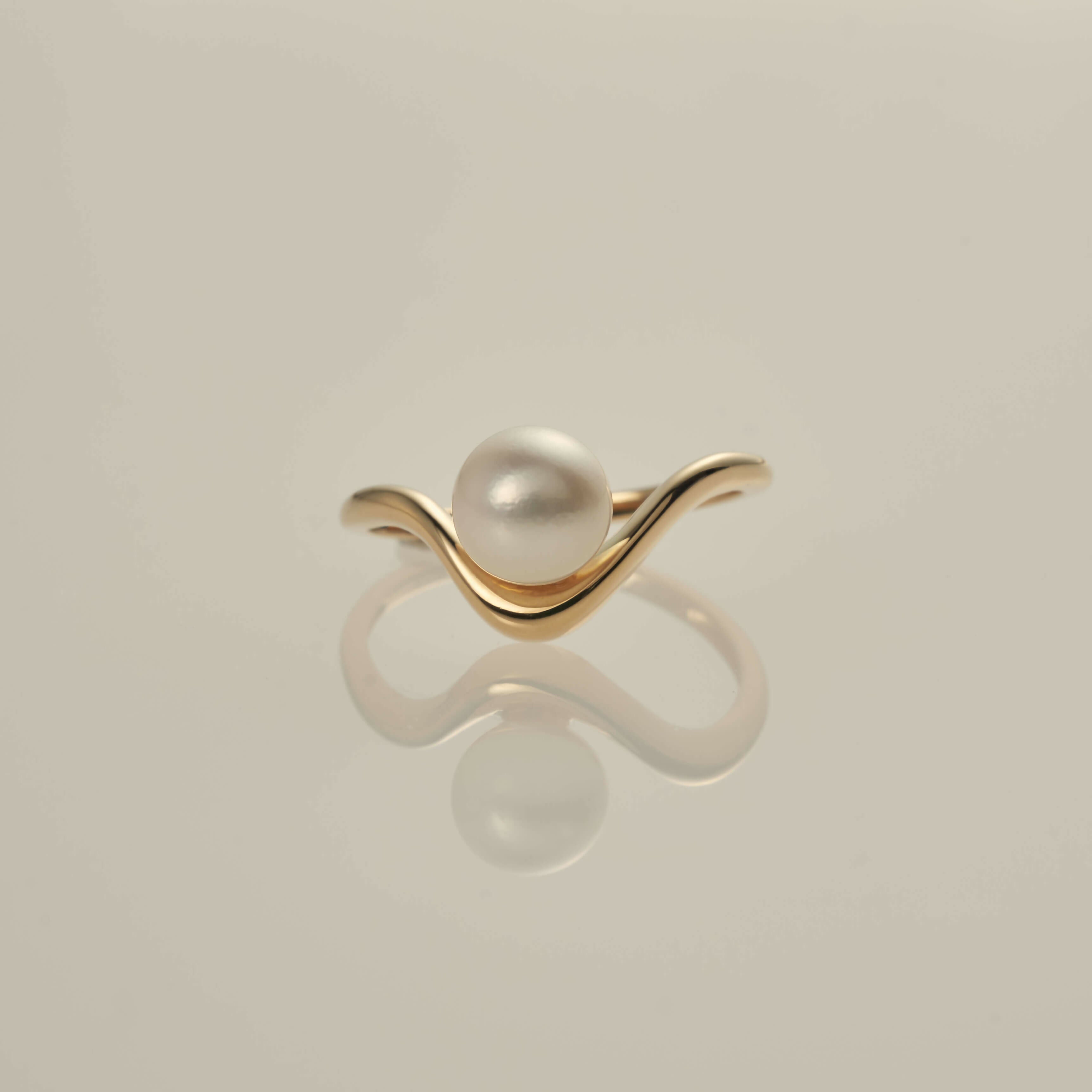 K18 ベイ パール リング リップル / 18K bay pearl ring ripple
