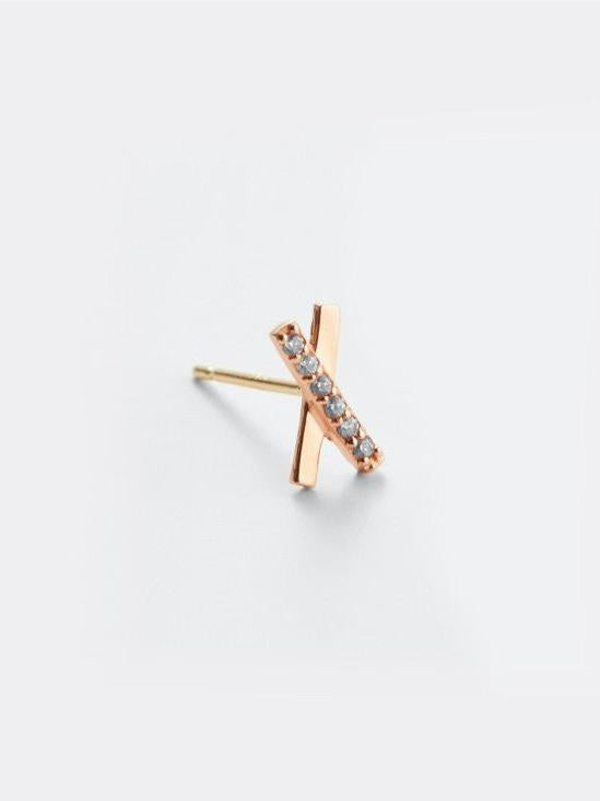 K14 ローズ ゴールド X スティック ピアス / 14K Rose Gold X Stick Earrings