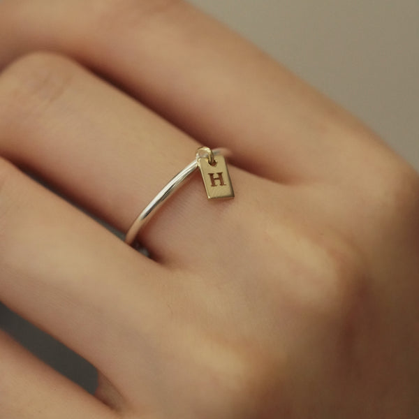 シルバー コンビ イニシャル タグ リング / Silver Combi Initial Tag