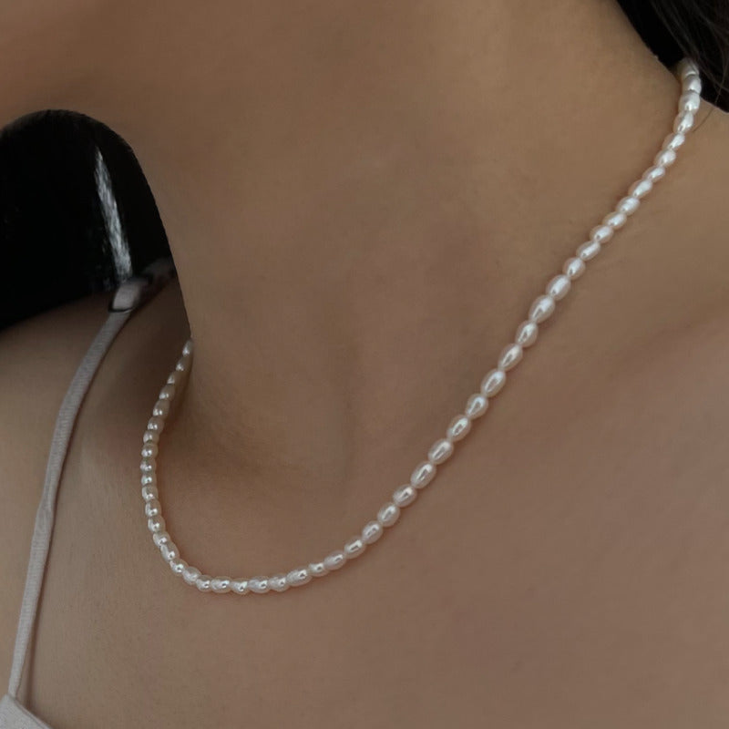 Keyword # Silvery Pearl Necklace
