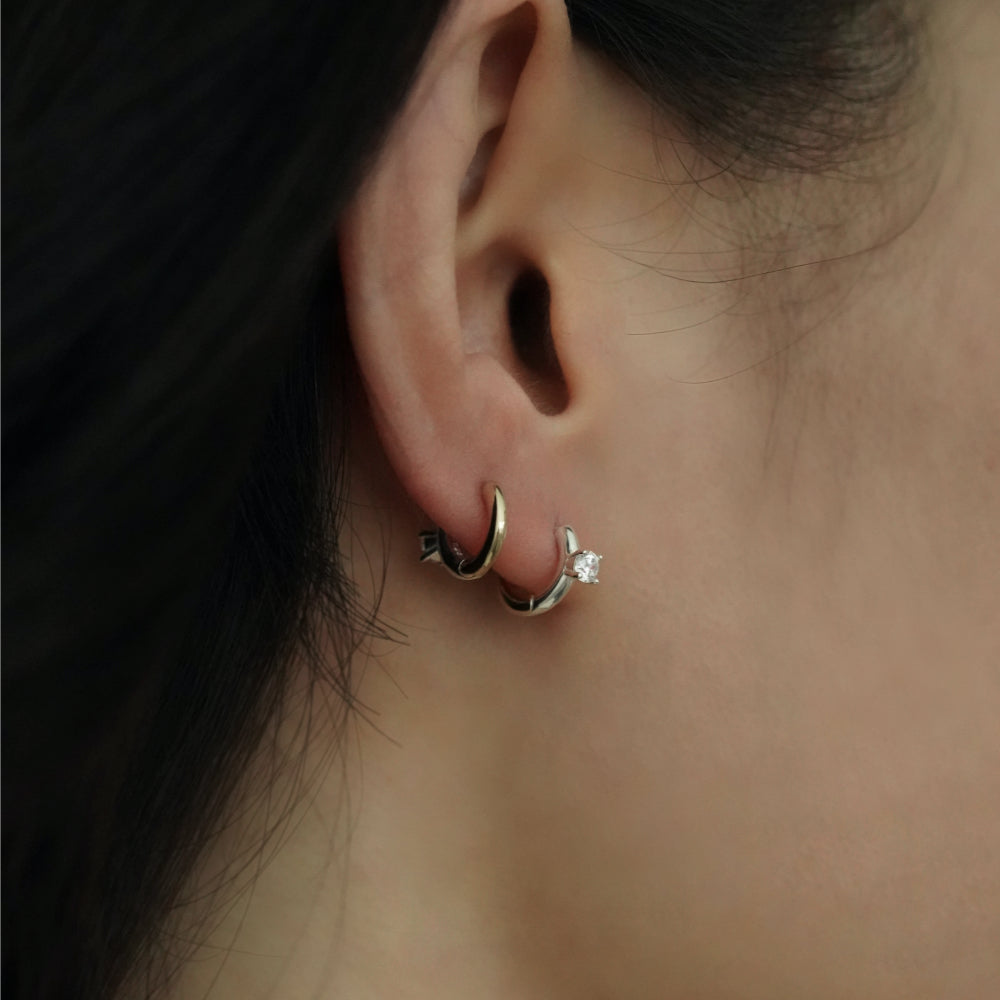 シルバー 2WAY ストーン ワンタッチ ピアス / Silver Two-Way Stone One-Touch Earrings