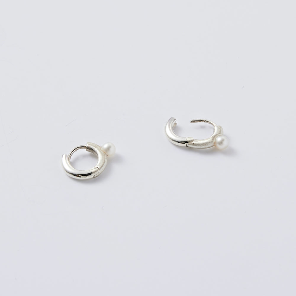 シルバー 2WAY パール ワンタッチ ピアス / Silver Two-Way Pearl One-Touch Earrings