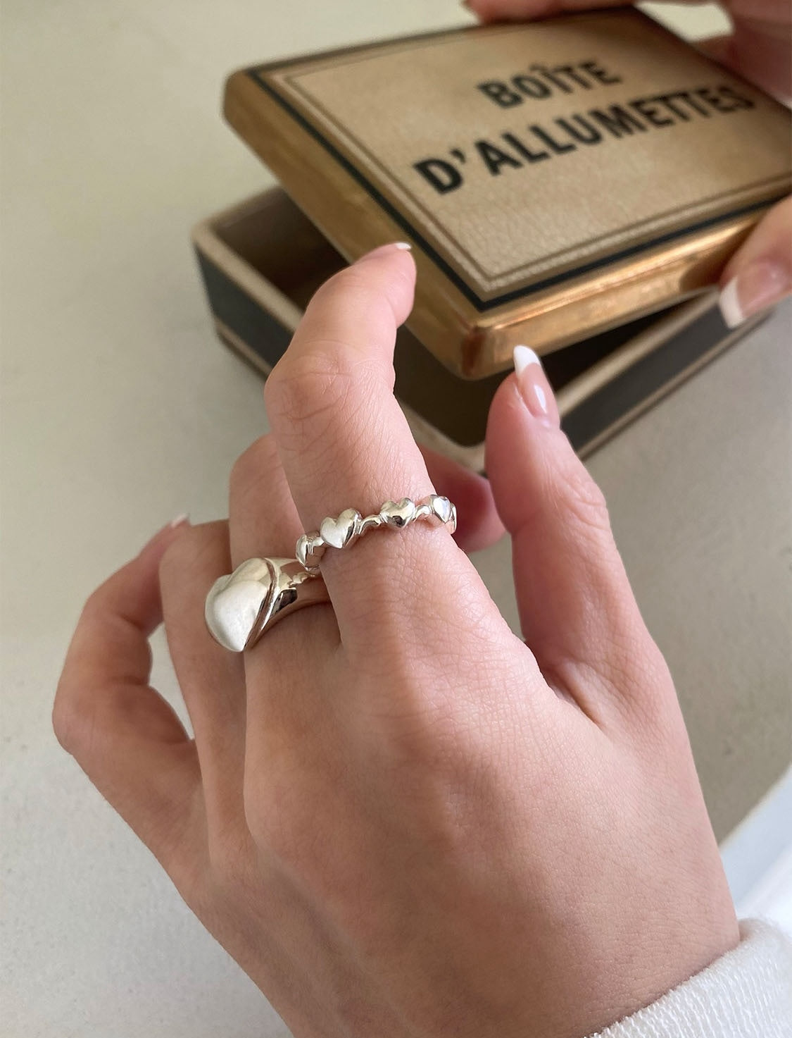 Much love ring bold heart ring (Sterling Silver)