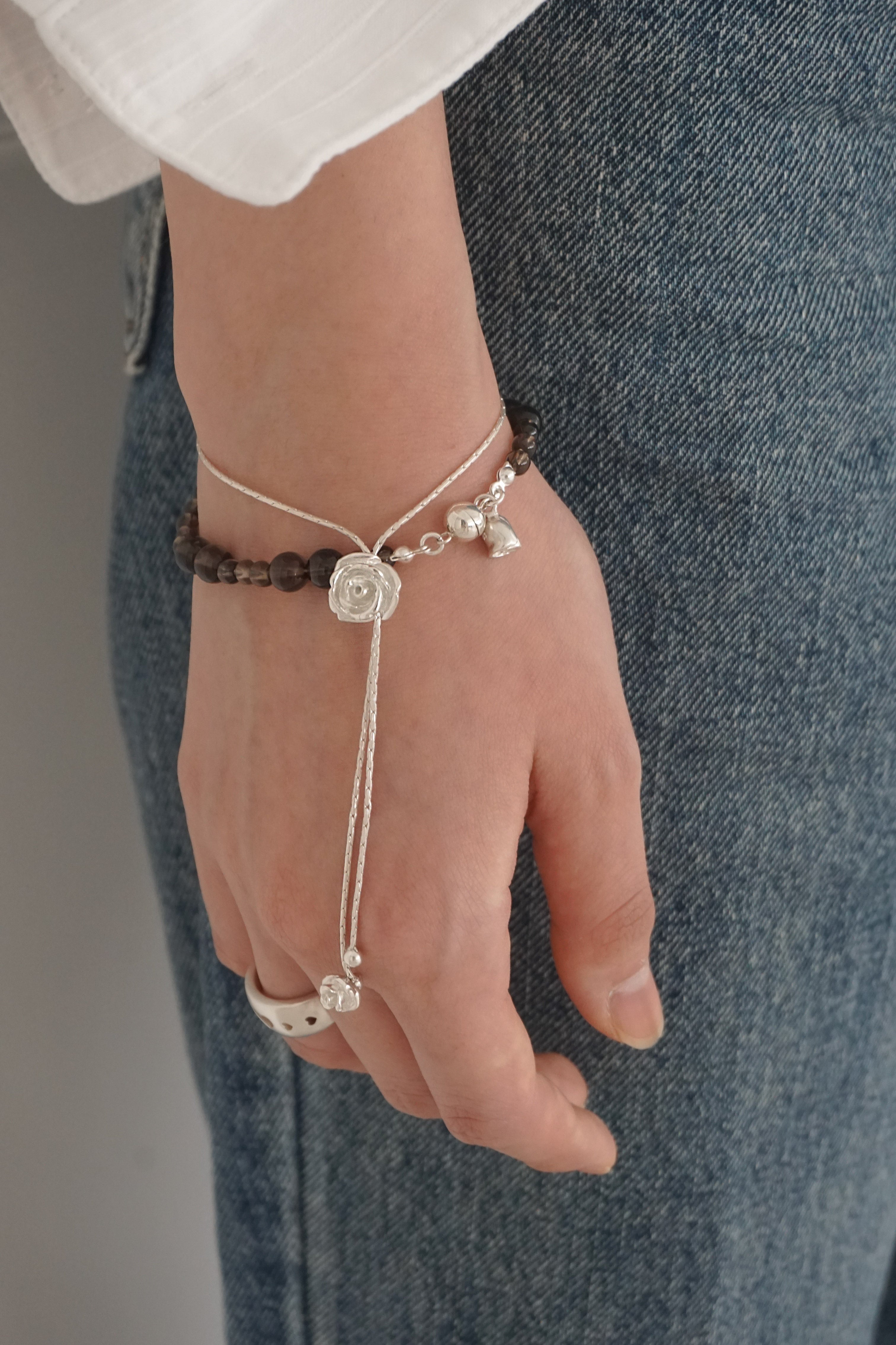 DOUBLE FLOWER DROP BRACELET