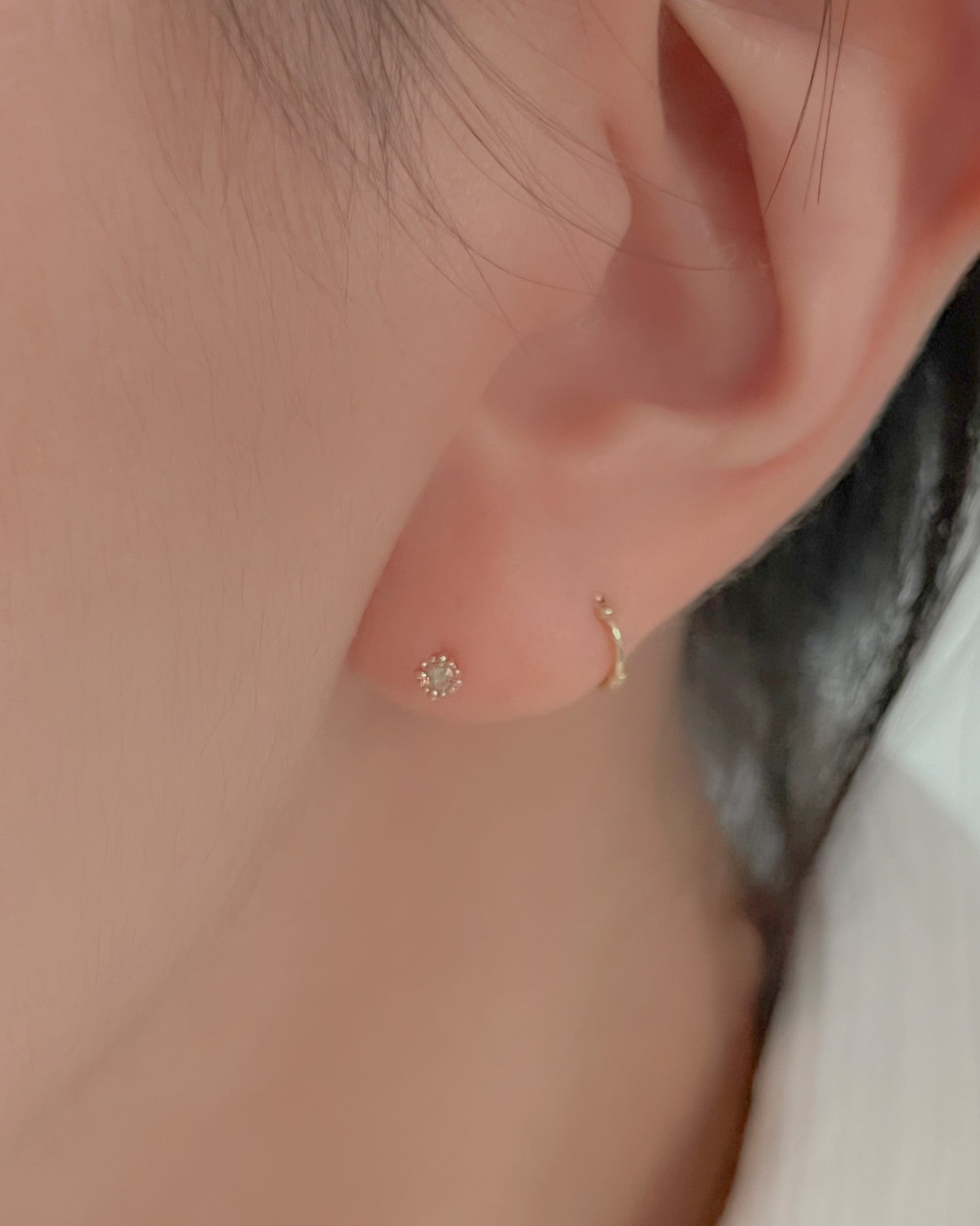 K14 2mm Natural gemstone mini gold piercing