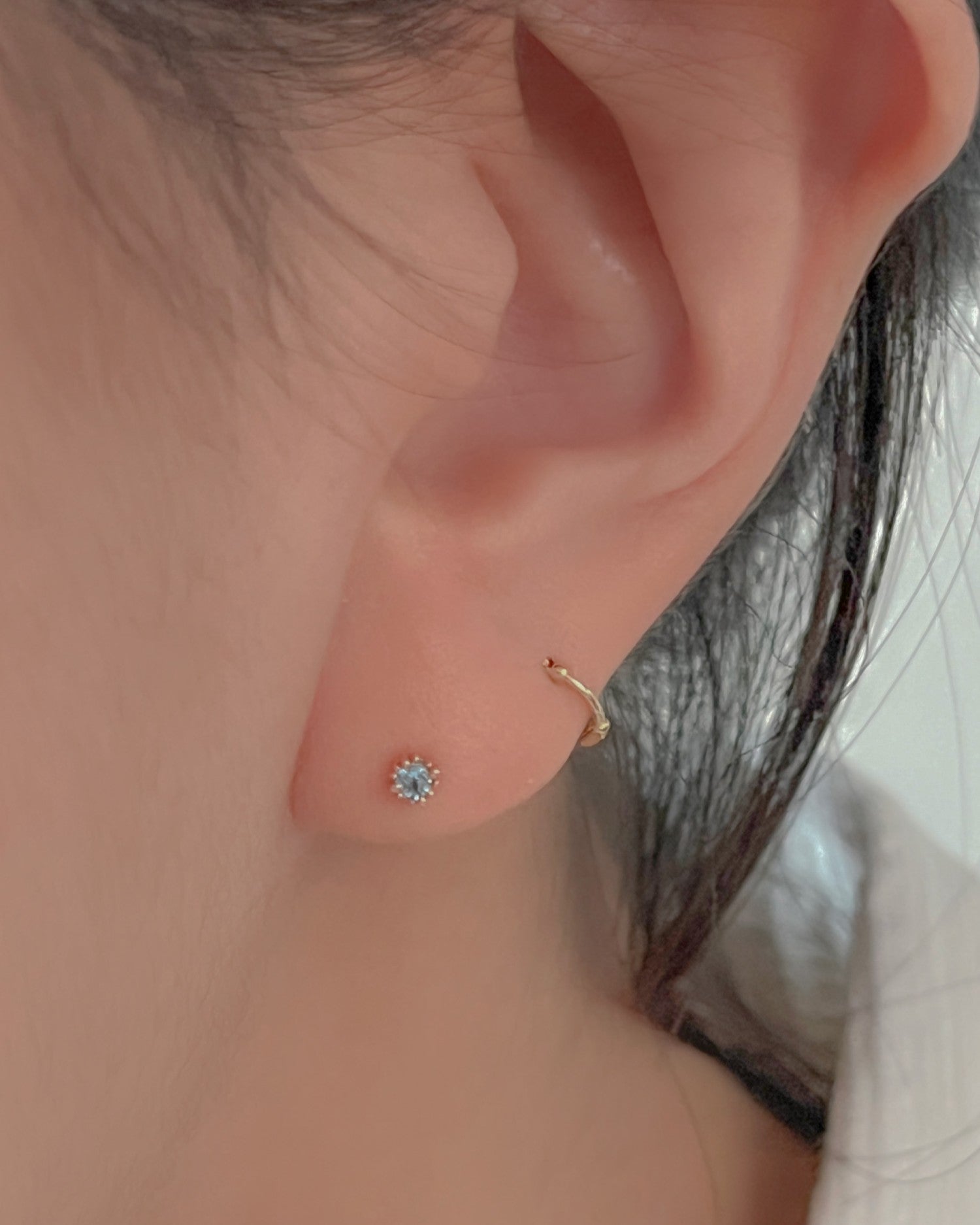 K14 2mm Natural gemstone mini gold piercing