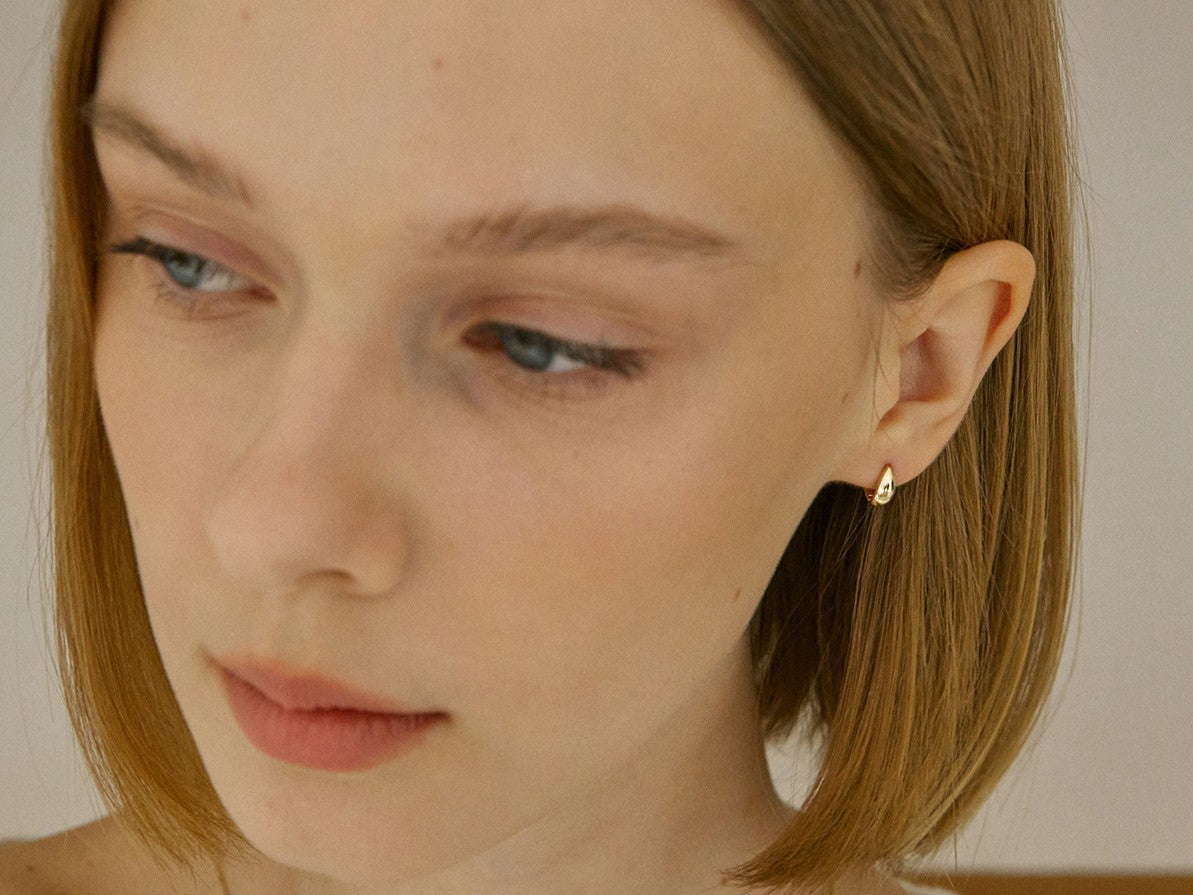 K14 Jelly Bean One-Touch Ring Earrings