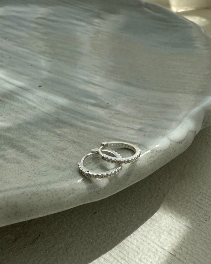 Pave Round Hoop Earrings