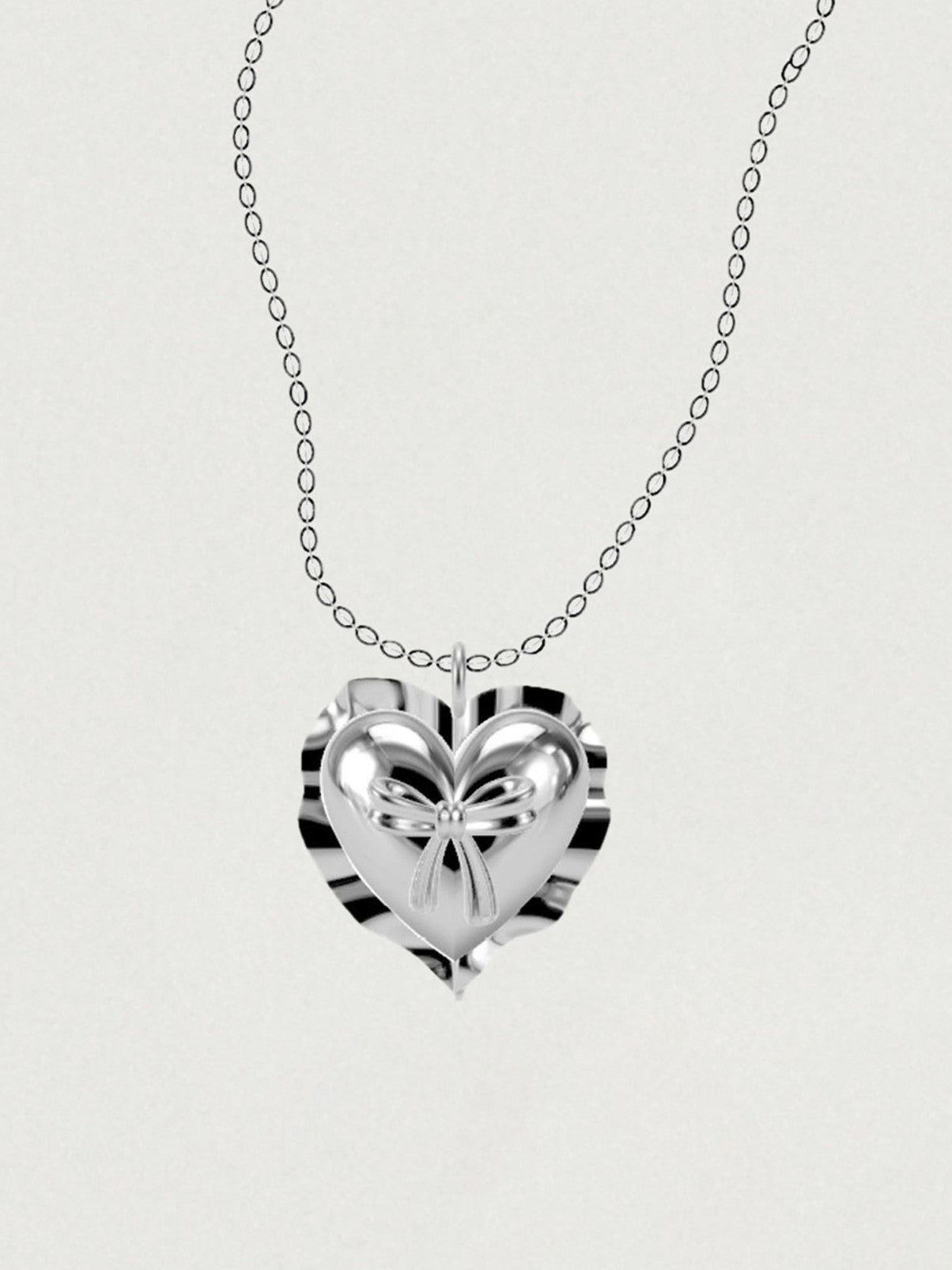 CUSHION HEART RIBBOON NECKLACE