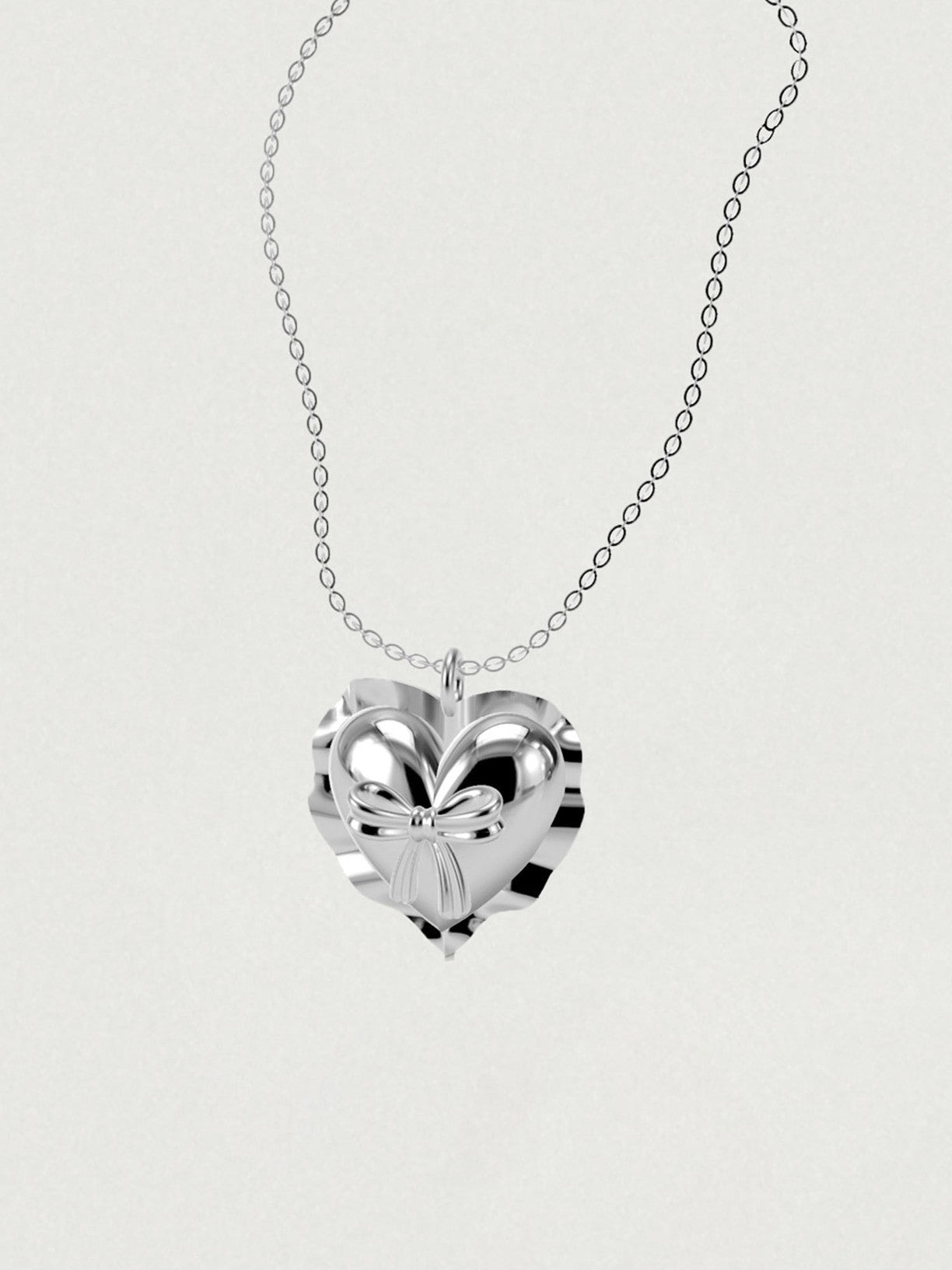 CUSHION HEART RIBBOON NECKLACE