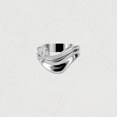 RUCHE ROSE FLOWER WAVE FRILL RING