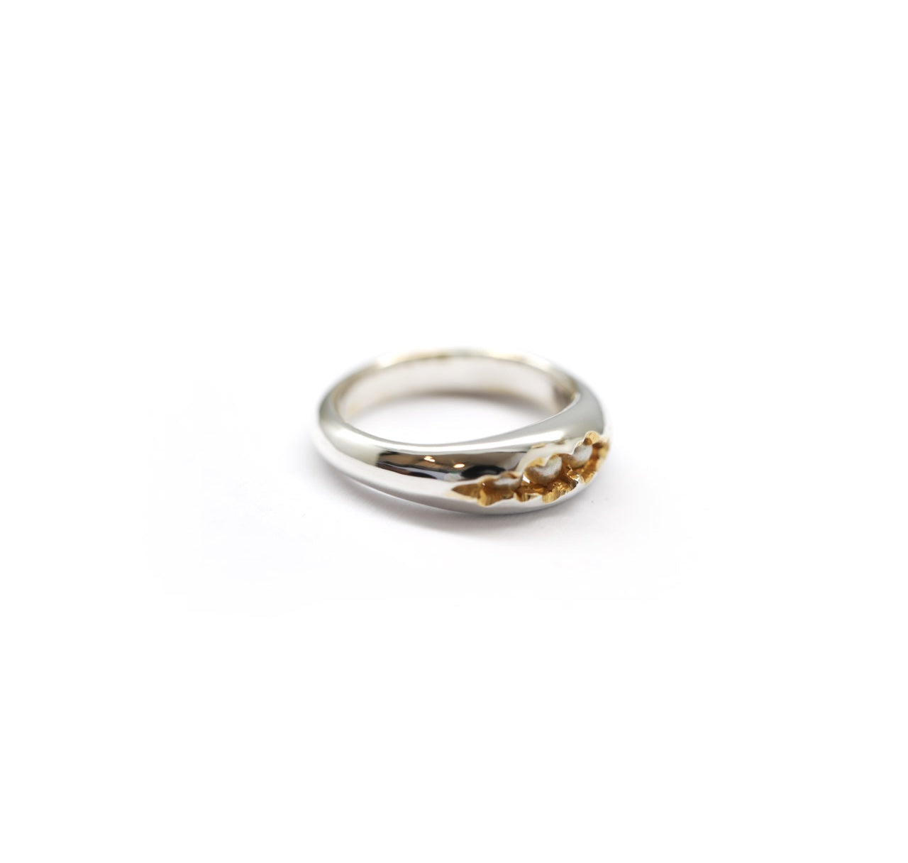 HIDDEN PEARL _SLIM SILVER GOLD COMBI PEARL RING