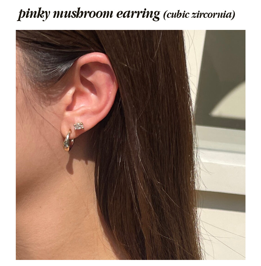 ピンキー マッシュルーム ピアス：キュービック / pinky mushroom earring (cubic zircornia) | アモンズ –  amondz