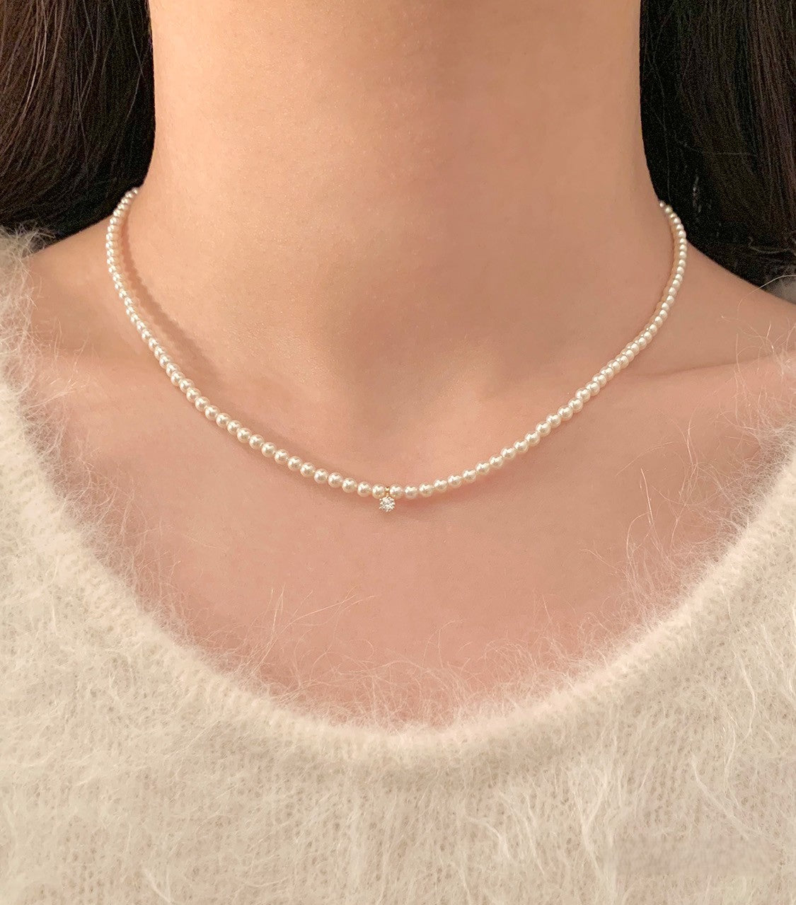 K14 3mm スワロフスキー パール ネックレス / 14K 3mm Swarovski Pearl Necklace