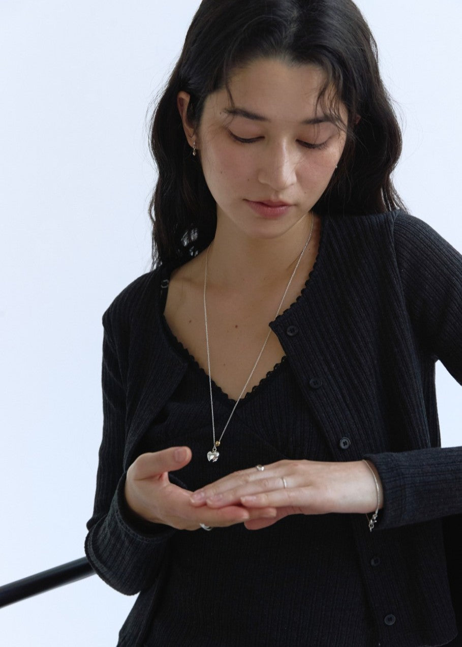 Heart ball long necklace