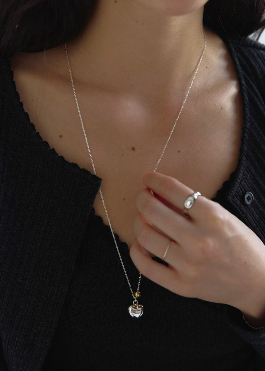 Heart ball long necklace