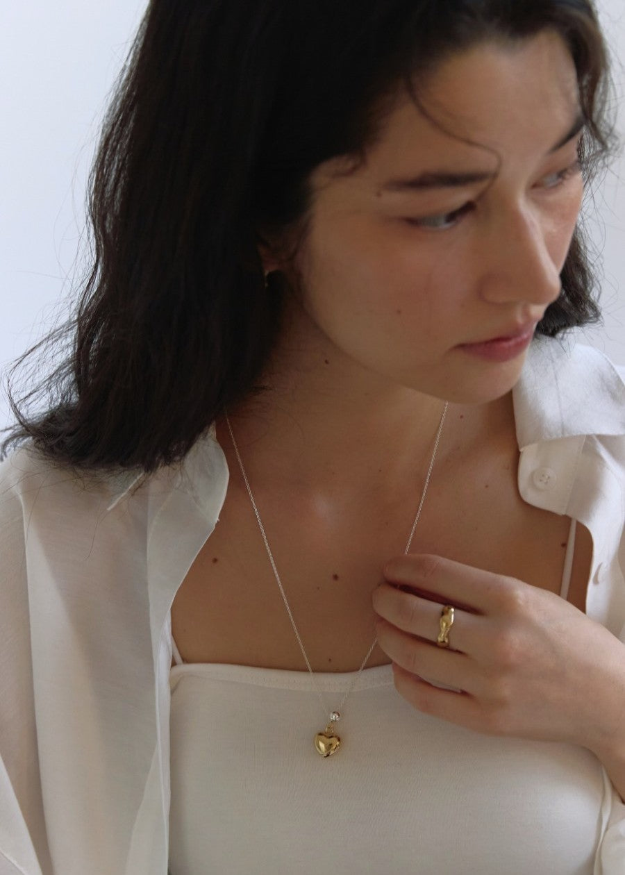 Heart ball long necklace