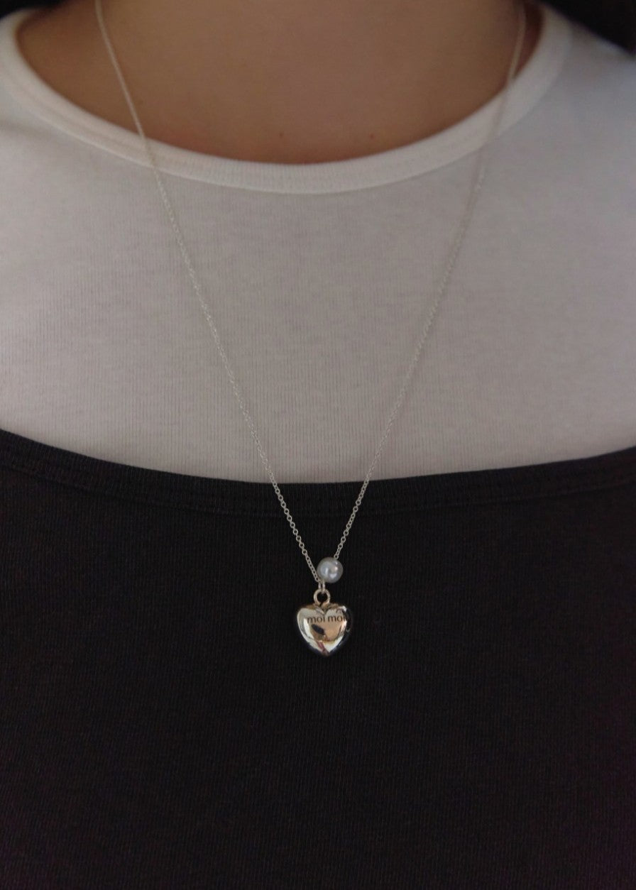 Heart ball long necklace