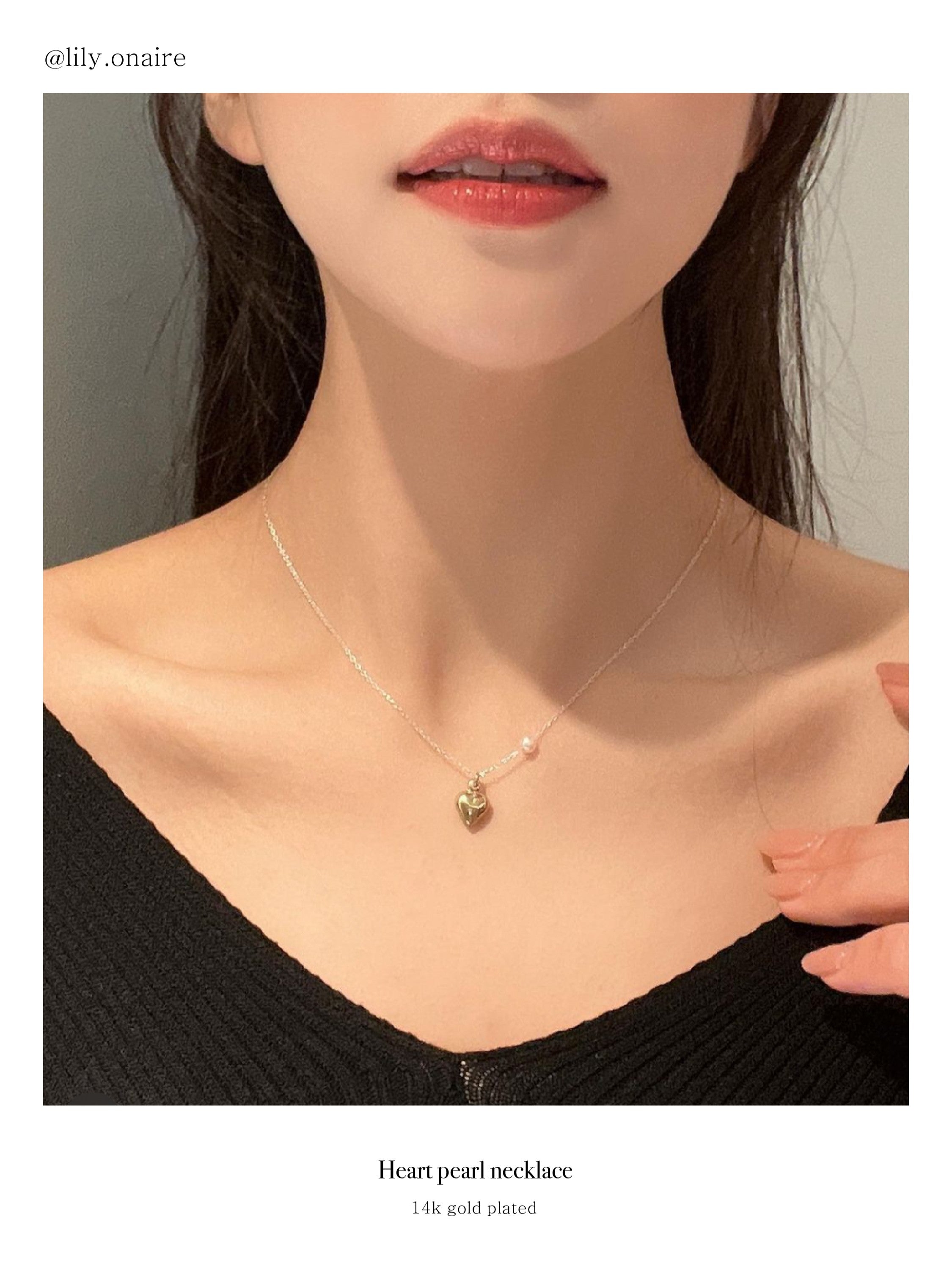 Heart pearl necklace (2 colors)